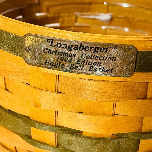 Longaberger 1994 Christmas Collection Jingle Bell Basket With Protector 8.25" - Picture 2 of 9